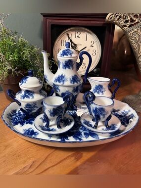💙(UT) Vintage “Flow Blue” Childs Tea Set